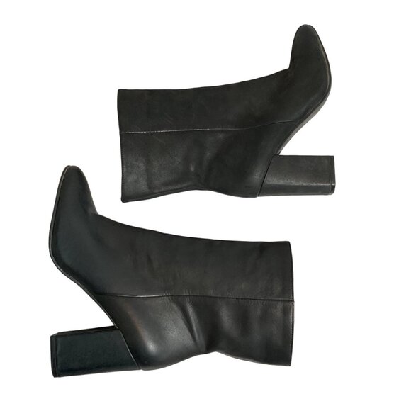 Lucky Brand Walwyn Black Nubuck Leather Block Heel Bootie Women's Size 8M - Picture 7 of 9